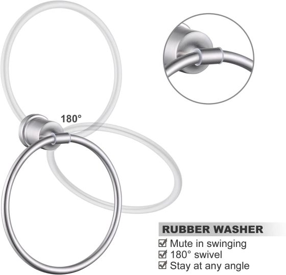 Brushed Nickel Towel Ring for Bathroom Wall Mount