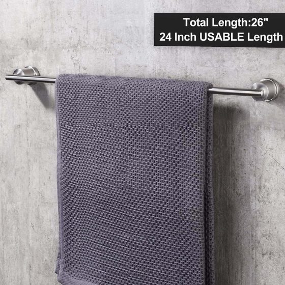 Brushed Nickel 24 Inch Bath Towel Holder for Bathroom Wall Mounted