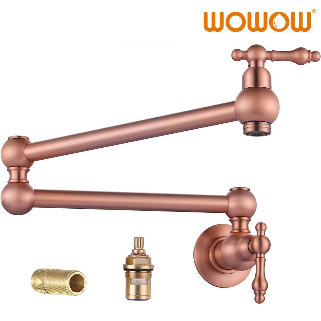 Copper Wall Mount Pot Filler Faucet Over Stove Folding Kitchen Faucet