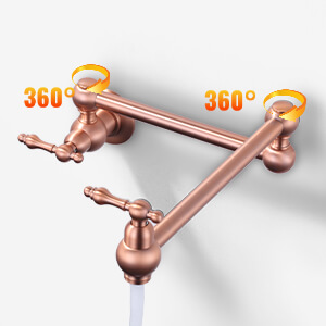 Copper Wall Mount Pot Filler Faucet Over Stove Folding Kitchen Faucet