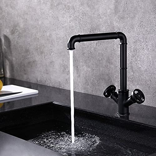 Industrial Pipe Bathroom Faucet Matte Black Iron Pipe Faucet