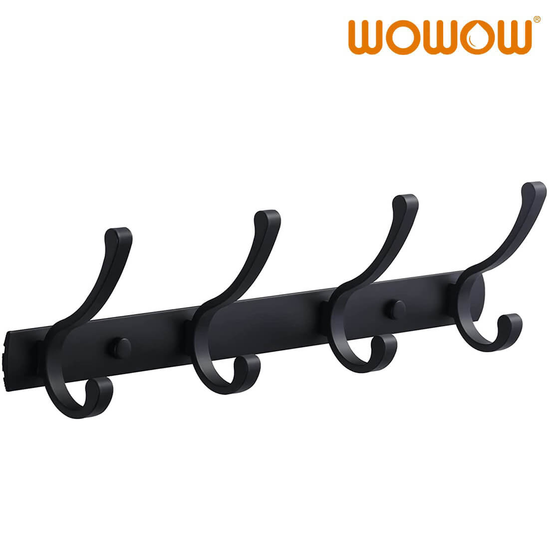 Modern Matte Black Wall Mounted Heavy Duty Coat Hook Rack with Shelf