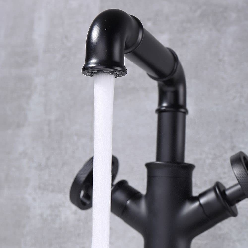 Ruth Industrial Pipe Faucet Matte Black Vessel Sink Faucet