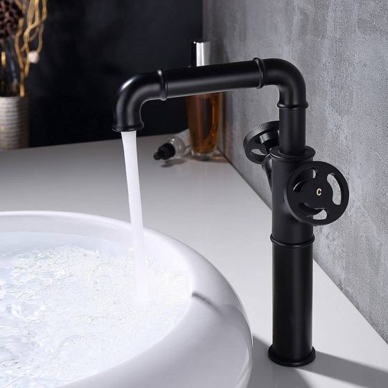 Ruth Industrial Pipe Faucet Matte Black Vessel Sink Faucet