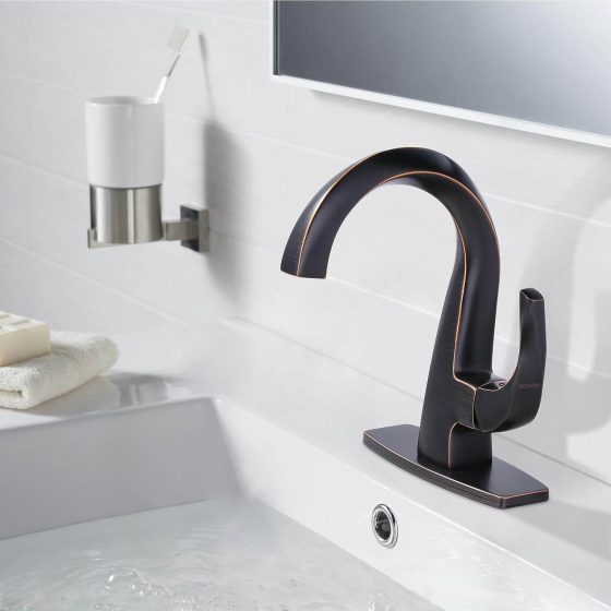 Single Handle Bathroom Faucet Oiled Rubbed Bronze with Pop Up Drain (Patented Product)