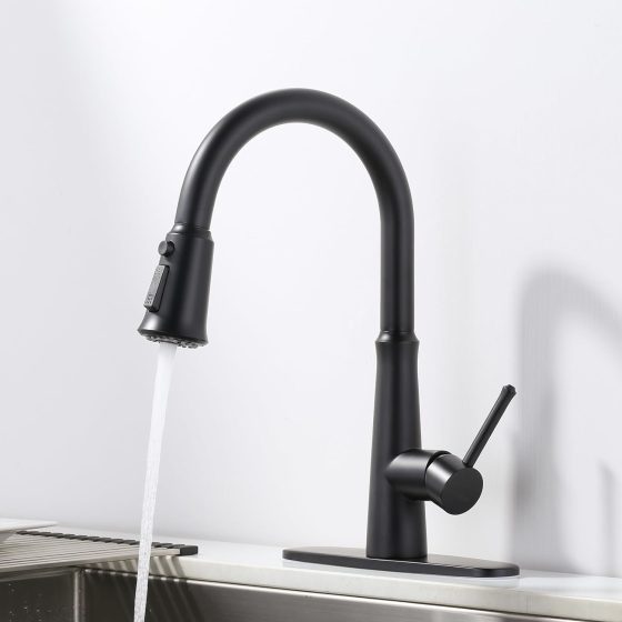 3 Functions Single Handle Pull Down Kitchen Faucet with Soap Dispenser, Oil Rubbed Bronze