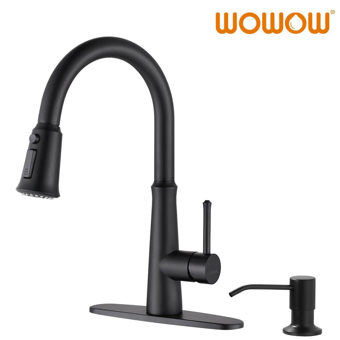 Stainless Steel Black Pull Down Kitchen Faucets with Soap Dispenser