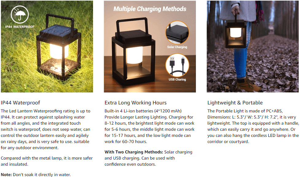 Portable Modern Waterproof Outdoor Solar Hanging Lantern (1 Pair) - Lighting Fixtures - 3